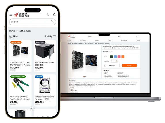 Multi-language store interface with language selector and localization